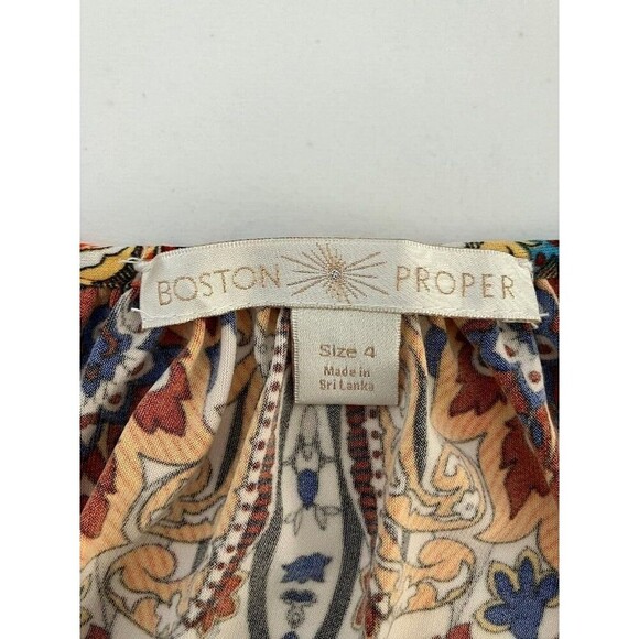 Boston Proper Womans Dress Sz 4 Multicolor Gypsy Boho Smocked Waist Bell Sleeve - Picture 8 of 10